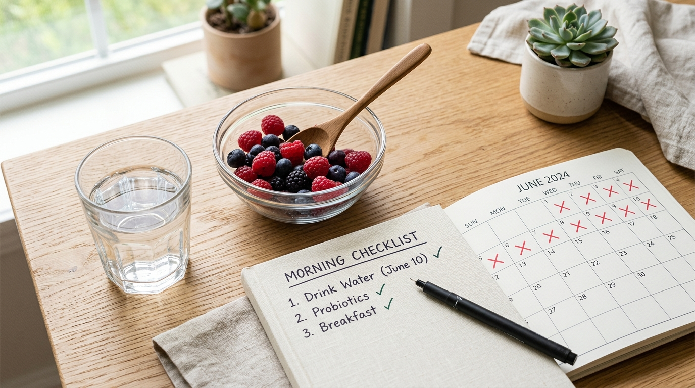 Daily routine setup used to compare probiotic approaches when results have felt inconsistent.