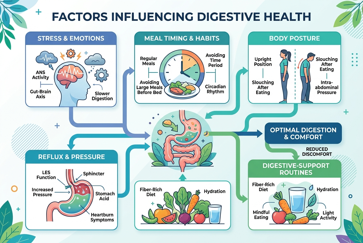 Flowchart of stress and meal factors that can influence reflux sensations.
