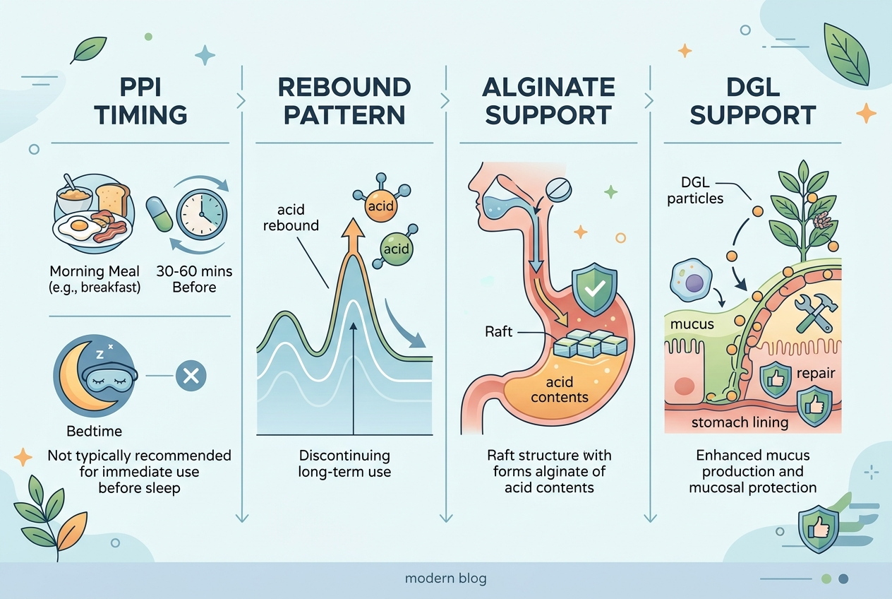 Comparison graphic showing common reasons lansoprazole can feel wrong and the daily support options people compare.