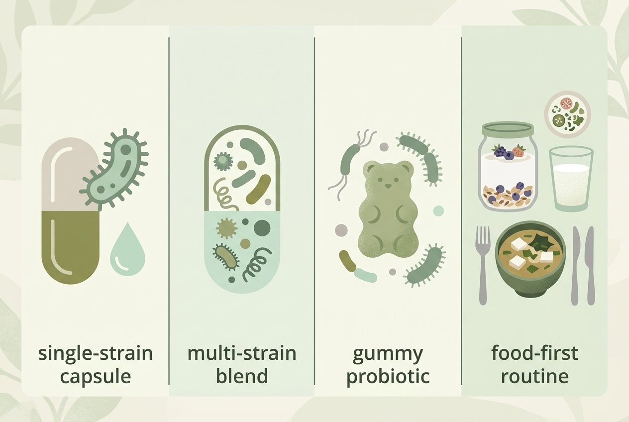 Graphic comparing common probiotic routines for people with mixed past experiences.