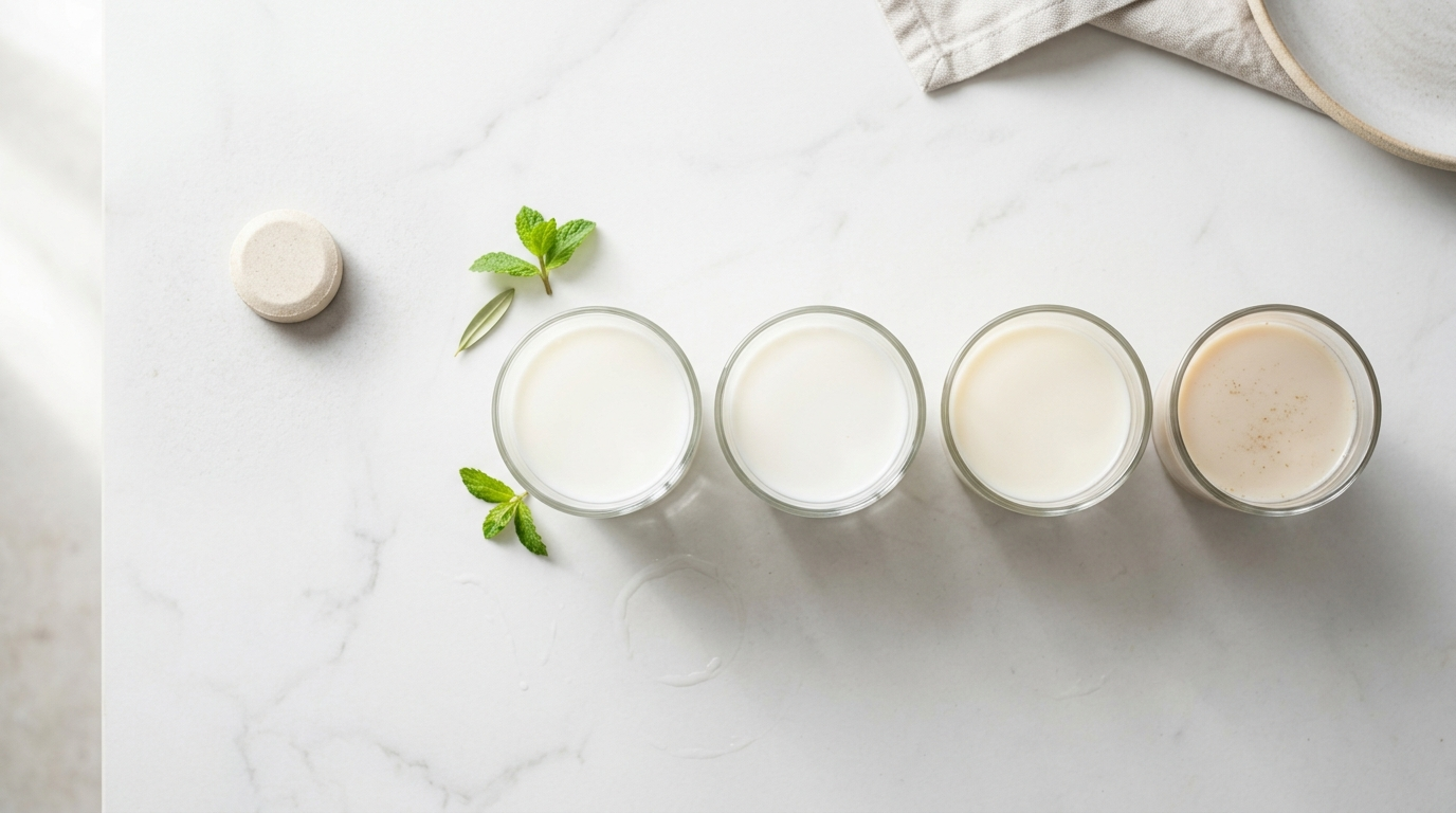 Lactase chewable compared with conventional, lactose-free, A2-only, and plant-based milk options