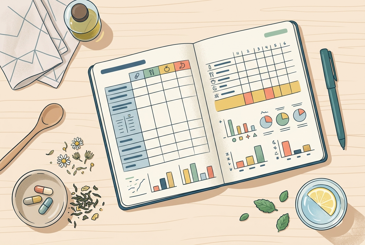 Two-week digestive routine tracking setup for reflux and post-endoscopy symptom patterns.